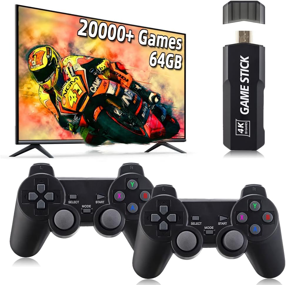 CredevZone GD10 Retro Game Console TV HD Output Plug and Play Games Stick Video Gaming Consoles Preinstalled EmuELEC 2 Controllers 64GB