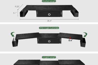 dual monitor stand riser w drawer metal leg large computer monitor riser w storage for 2 monitors desk shelf for monitor 1