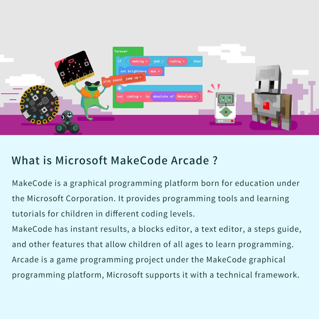 ELECFREAKS Retro Coding Arcade for Microsoft Makecode DIY Programmable Handheld Game Console Suitable for STEM Education, Kid Game Programming Learning Machine Supports Block Programming and Python