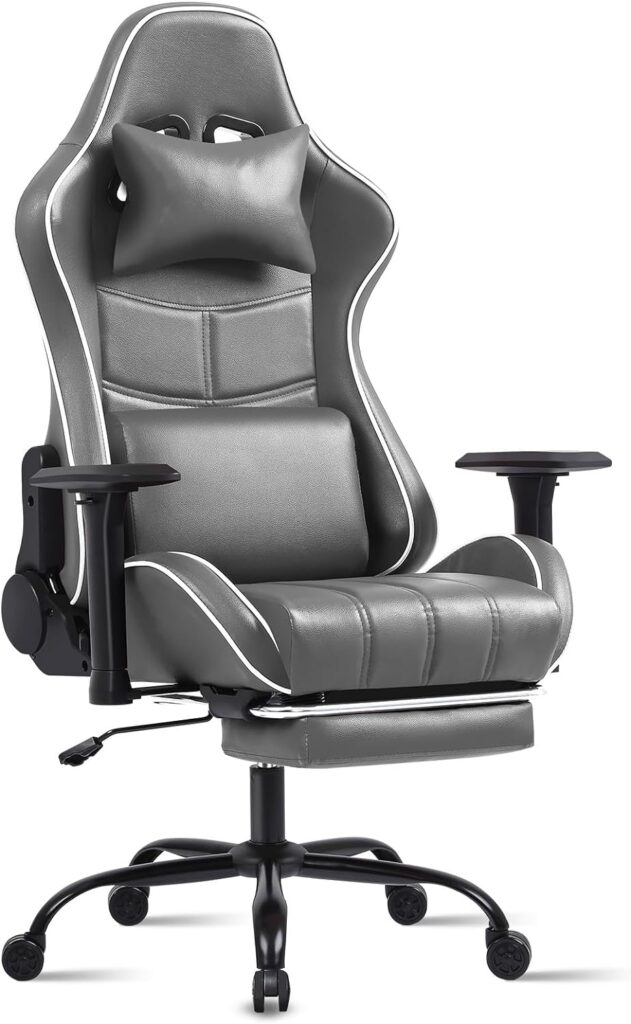 Gaming Chair with Footrest, Wide Computer Chairs for Adults, Height Adjustable Gamer Chairs with Massage Lumbar Support, Big and Tall Video Game Chairs with 400lb Capacity