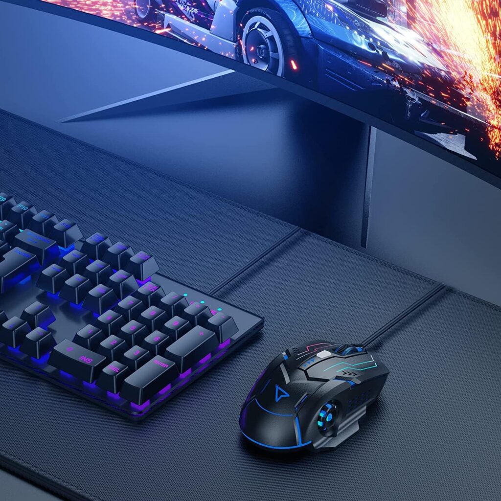 GK-XLI RGB USB Gaming Mouse, Wired with Chroma Backlight Mode, Adjustable High-Precision DPI Ergonomic Mice For PC, Computer, Laptop for Gamers