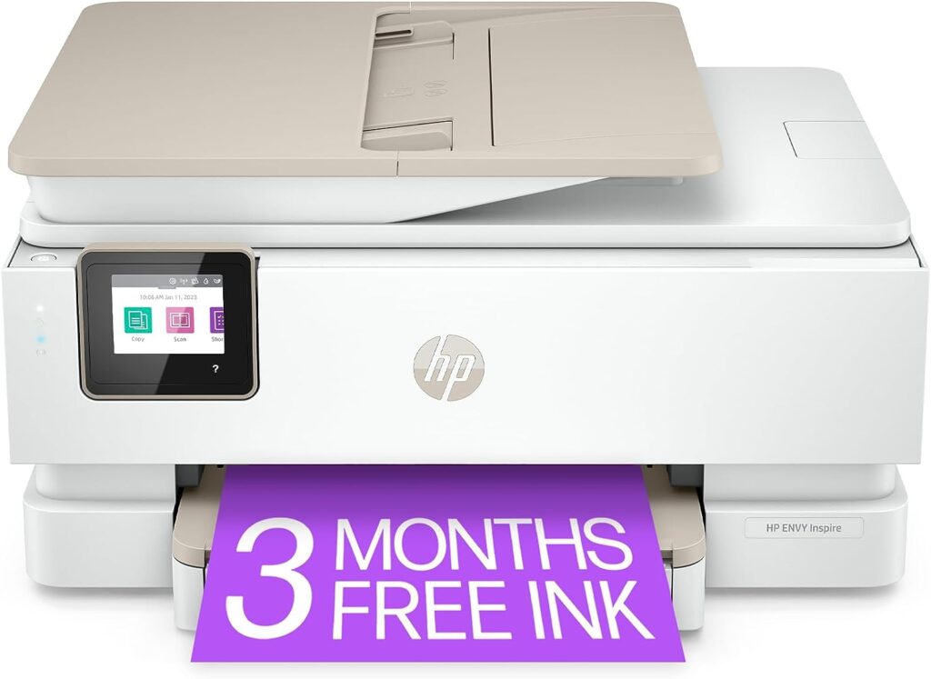 HP Envy Inspire 7958e Wireless Color All-in-One Printer with 6 Months Free Ink with HP+ (327A7A), White