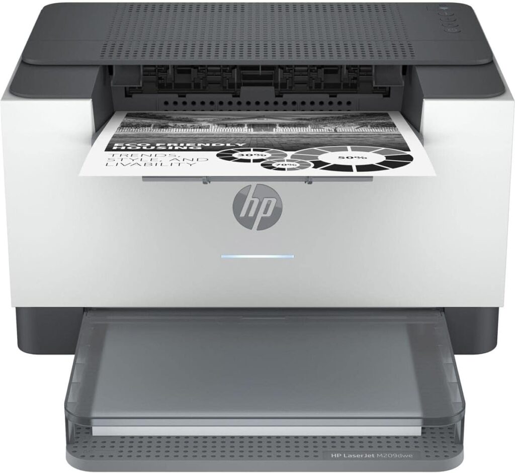 HP LaserJet M209dwe Wireless Black White Printer with HP+ and 6 Months Free-cartridges (6GW62E), Gray