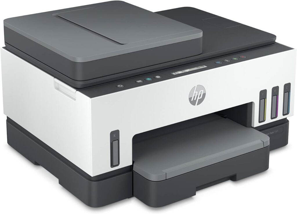 HP Smart -Tank 7301 Wireless All-in-One Cartridge-free Ink Printer, up to 2 years of ink included, mobile print, scan, copy, automatic document feeder (28B70A), Gray