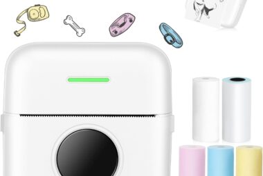 inkless sticker printer mini pocket printer with 5 rolls printing paper for android or ios app portable bluetooth inkles