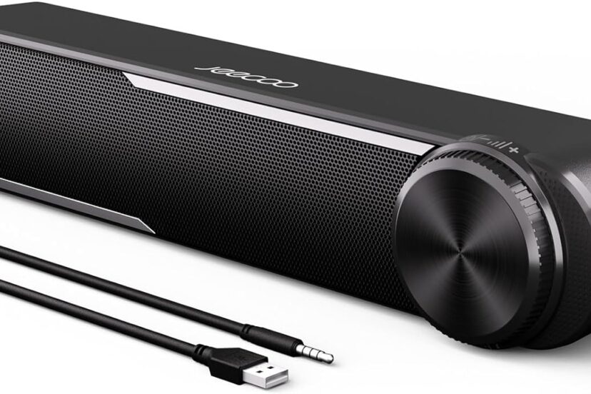 jeecoo a30 wired computer speakers pc soundbar for monitor clear sound usb powered w35mm aux big volume control laptop t