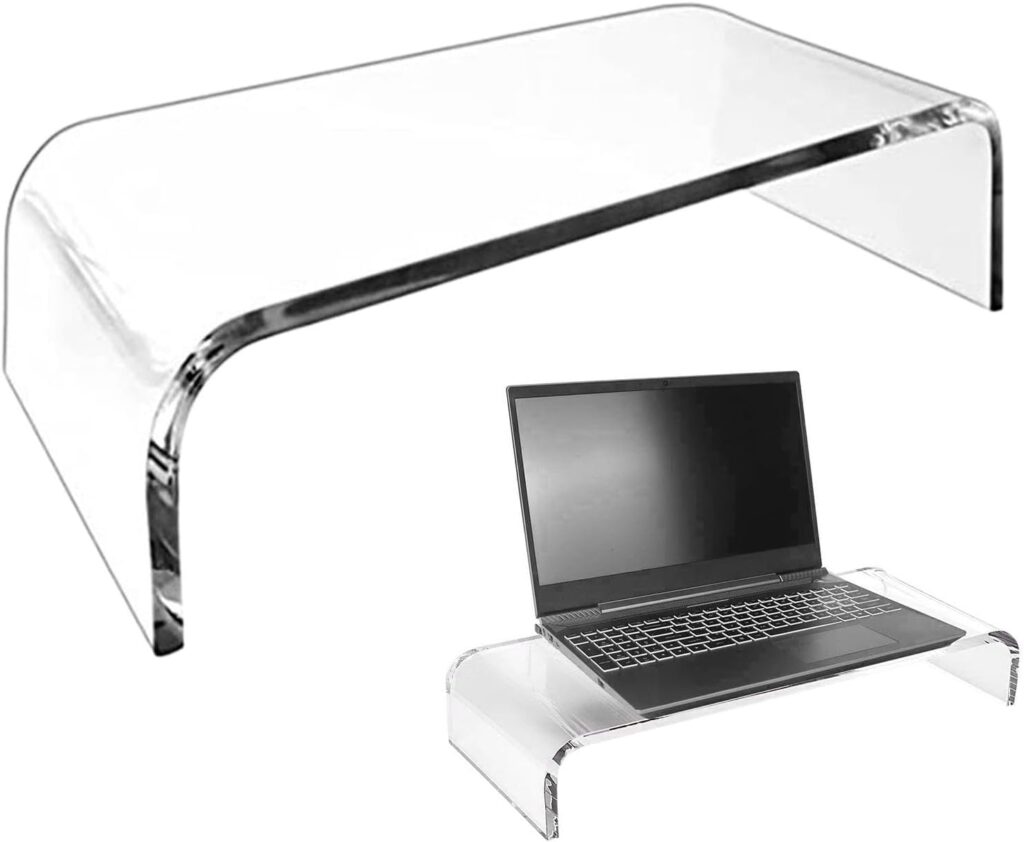 Monitor Stand Riser, Transparent Acrylic Computer Monitor Holder, Desk monitor riser with adhesive feet, laptop Monitor stand with sleek design for Offices Home commercial Computer Monitor Screen