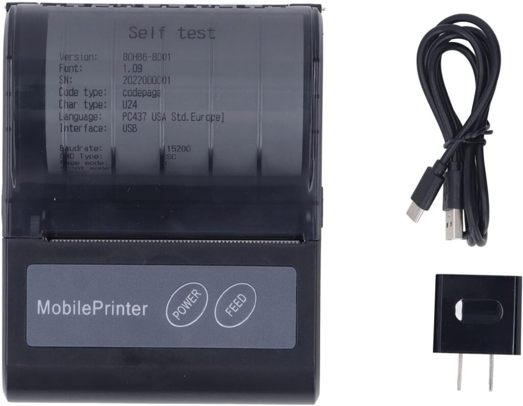 Receipt Printer, High Speed, US Plug, 100-240V Thermal Printer, Support Secondary Development, Clear Printing for Supermarket