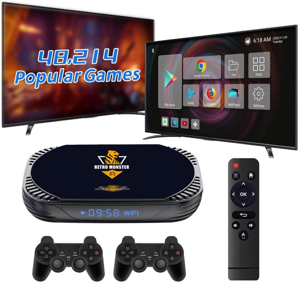 Retro Game Console with Built in 48,214 Games, S905X4 Chip Super Console, Video Game Console Preload 77 Emulators, Game System Compatible with MAME/ATARI/SEGA/PS1/PSP, All in One Emulator Console