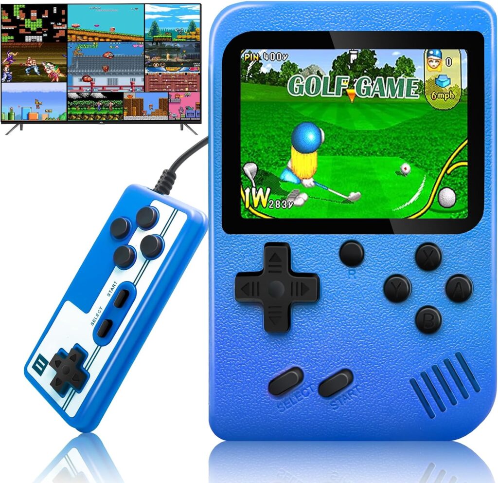 Retro Handheld Game Console, Mini Retro Game Console with 500 Preloaded Classic Games, Portable Handheld Games for Kids Adults, 3.0-Inch Screen, 1200mAh Rechargeable Battery, Support TV 2 Players