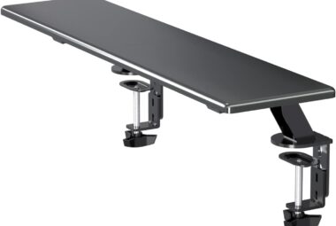 suptek monitor stand riser for computerlaptopprinter notebook and all flat screen display with black clamp on desk organ