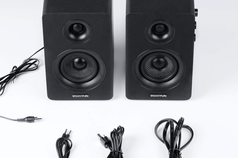 sw208 3 active bluetooth 50 bookshelf speakers 60w carbon fiber speaker unit built in 24bit dac dynamic 3d surround soun 2