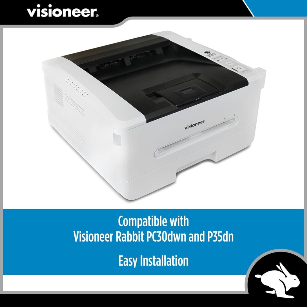 Visioneer Rabbit PC30dwn Laser Printer/Copy Machine, USB Office Printer and Copier for PC and Mac, 30 PPM, Sheetfed 250 Page Automatic Document Feeder (ADF), White