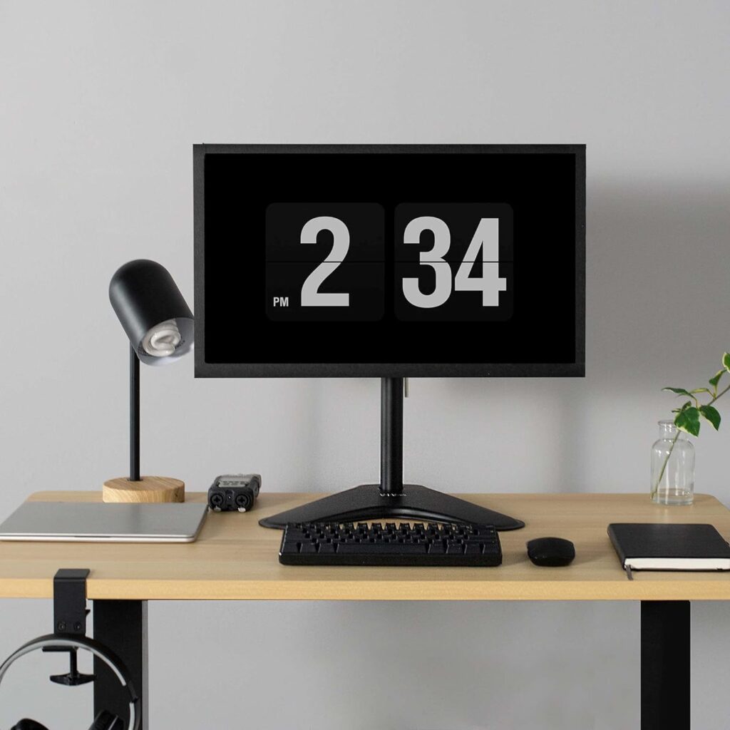 VIVO Single Monitor Desk Stand, Holds Screens up to 32 inch Regular and 38 inch Ultrawide, Freestanding VESA Steel Mount Base, Adjustable Height, Tilt, Swivel, Rotation, Black, STAND-V001H