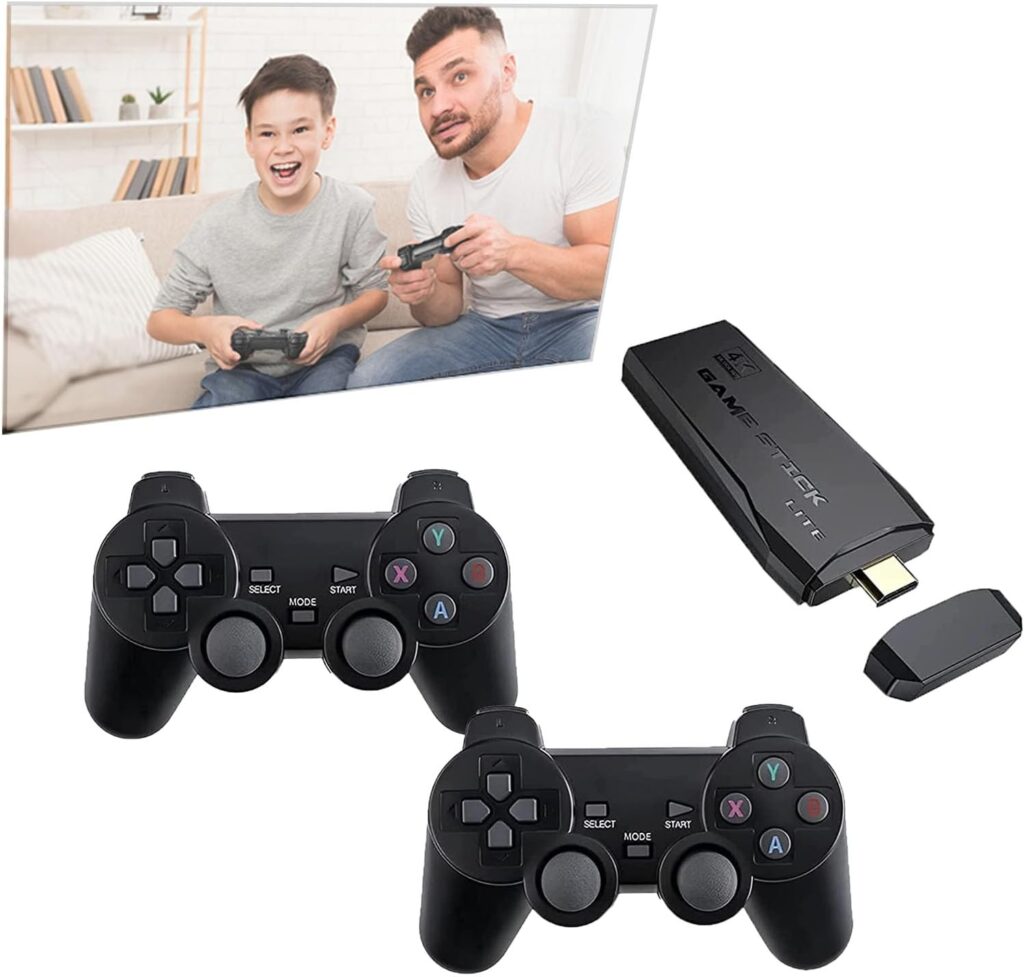 Wireless Retro Game Console, Nostalgia Stick Game, Plug Play Video TV Game Stick with 10000+ Games Built-in, 64G, Nostalgiastick Game Console, 4K HDMI Output, Dual 2.4G Wireless Controllers