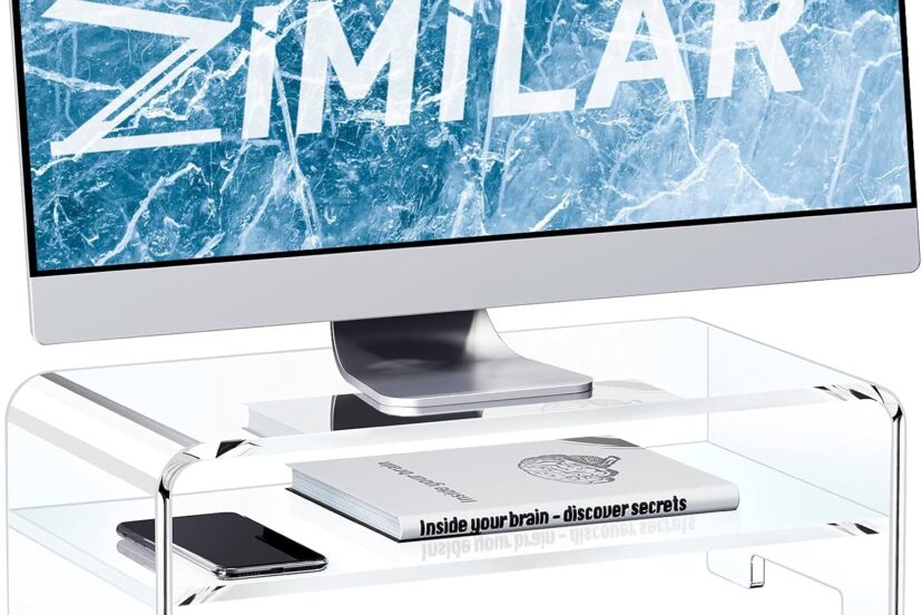 zimilar acrylic monitor stand riser 2 tier clear acrylic monitor riser for home office 16 clear monitor stand laptop sta