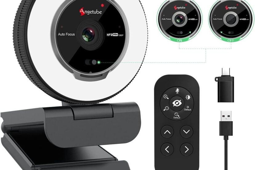 angetube streaming webcam with microphone 1080p 60fps usb web cam with ring light and remote control hd web camera with