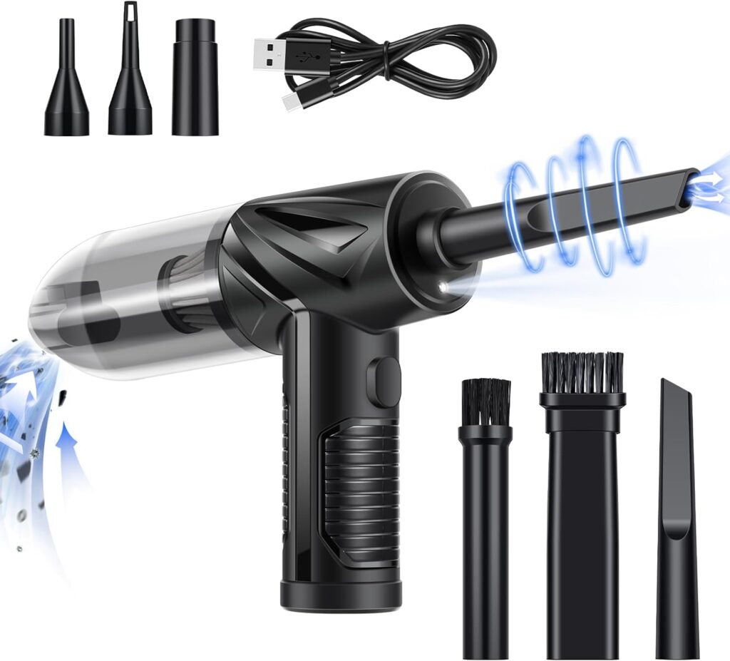 Compressed Air - Keyboard Cleaner - 3 in 1 Electric Air Duster Mini Computer Vacuum Cordless Inflating Swimming Pool - Canned Air Blower Dust Off for Electronic,Office,Home Cleaning