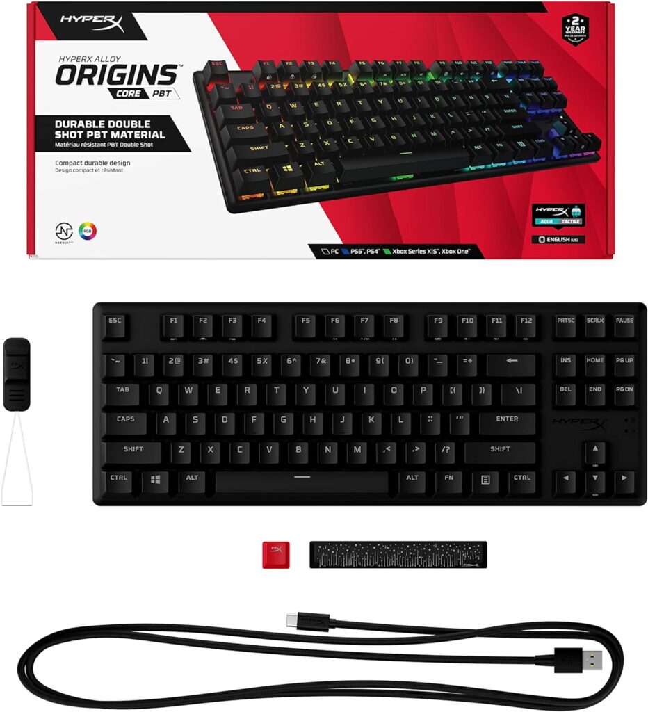 HyperX Alloy Origins 60 - Mechanical Gaming Keyboard - Ultra Compact 60% Form Factor - Linear Red Switch - Double Shot PBT Keycaps - RGB LED Backlit - NGENUITY Software Compatible - Pink