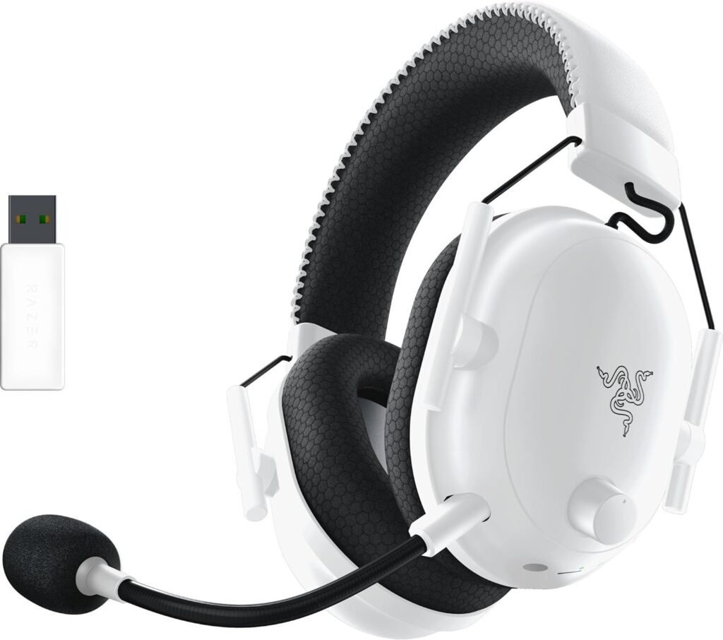 Razer BlackShark V2 Pro Wireless Gaming Headset: THX 7.1 Spatial Surround Sound - 50mm Drivers - Detachable Mic - for PC, PS5, PS4, Switch, White