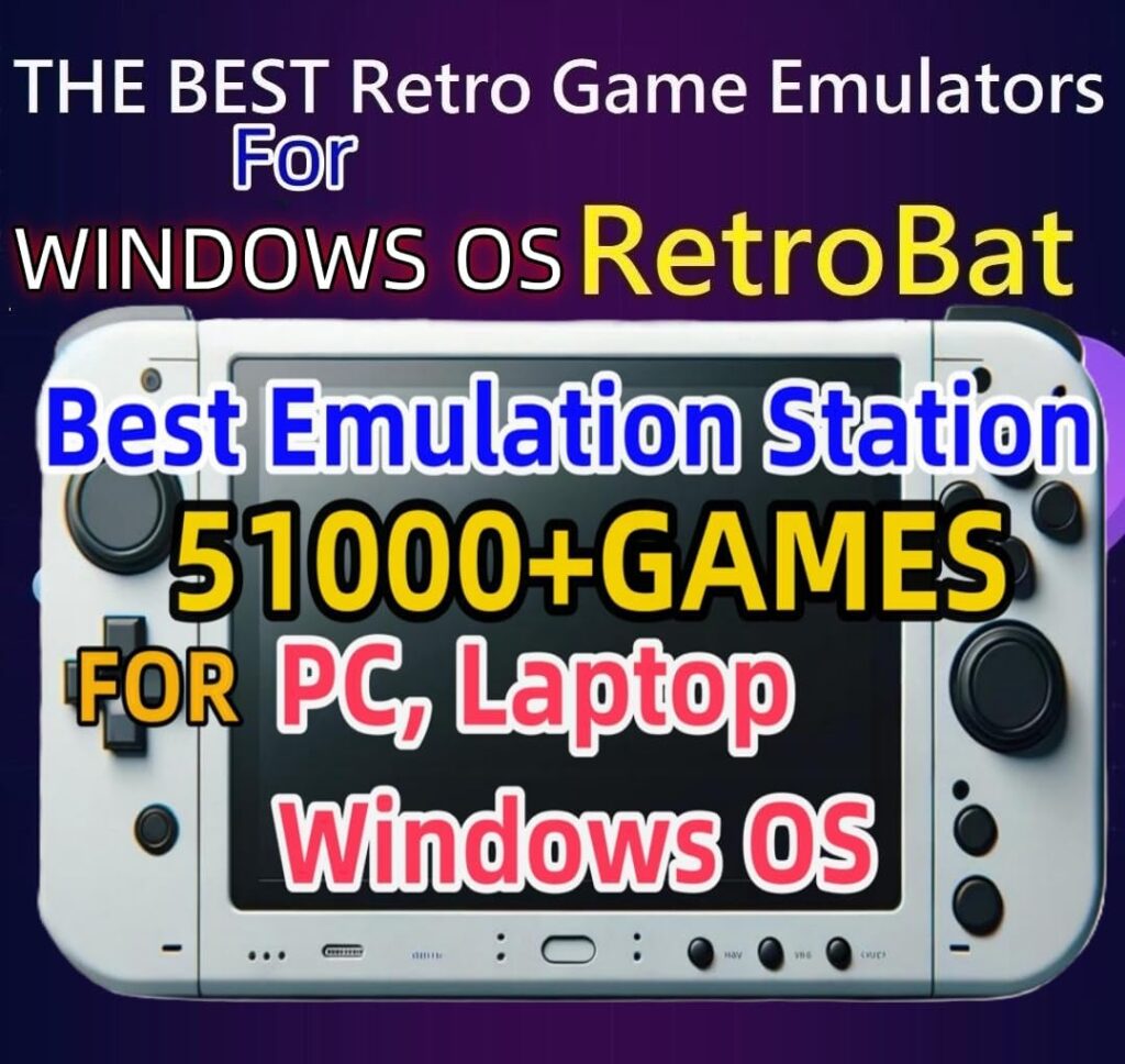 RetroBat Batocera Game Card System for Handheld Game Console Windows OS, 512GB Micro SD Card Retro Game System Emulator for PC Laptop, RetroBat Retro Game System for MSI Claw; ROG Ally