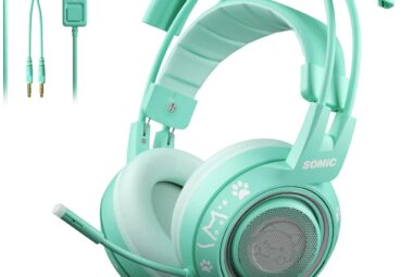 somic g951s green gaming headset with microphone for ps4 ps5 xbox one pc cat ear headphones over ear with in line mic co
