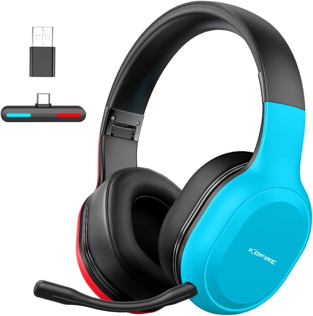 UT-01 Wireless Gaming Headset for Nintendo Switch Lite OLED Model, 2.4GHz Ultra-Low Latency Bluetooth Gaming Headphone with Removable Microphone, USB-C to USB-A Adapter for PS5, PS4, PC