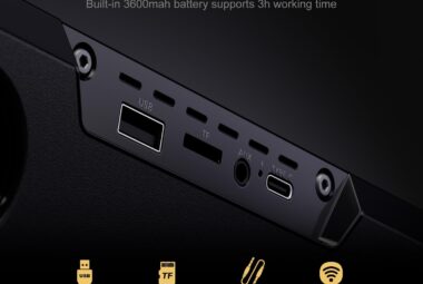 computer speakers for desktop bluetooth computer soundbar with clock 35mm aux in computer sound bar with deep impactful 1 2