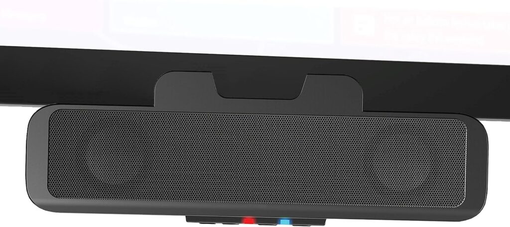 Cyber Acoustics USB Bluetooth Speaker Bar (CA-2890BT) – USB Powered Speaker with Speakerphone for PC and Bluetooth to Simultaneously Connect to Smartphones, Clamps to Monitor, Convenient Controls