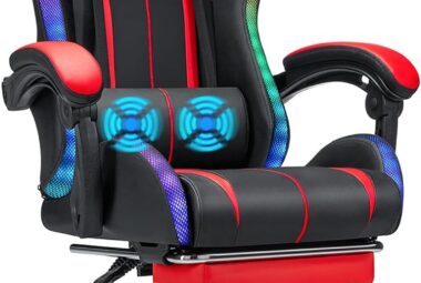 gaming chair massage with led rgb lights and footrest ergonomic computer gaming chair with high back video game chair wi