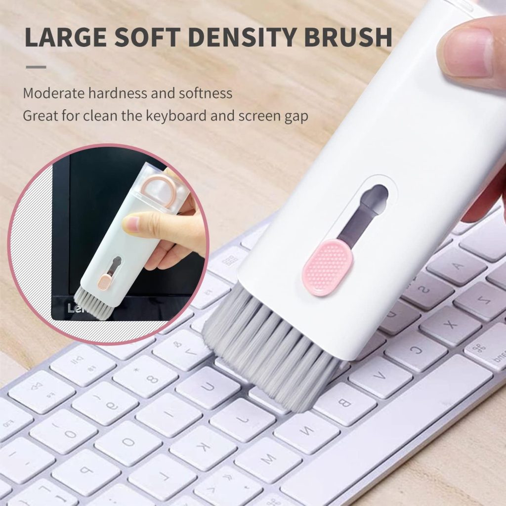 Laptop Cleaner, 7 in 1 Keyboard Cleaner Set, Computer MacBook Earphone Cleaning Kit, Tablet and Screen Dust Brush Including Soft Sweep, Swipe, 3 in 1 Airpod Cleaner Pen, Key Puller and Spray Bottle