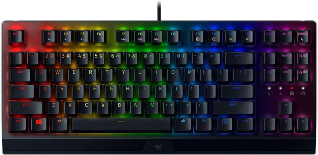 Razer BlackWidow V3 Tenkeyless TKL Mechanical Gaming Keyboard: Green Mechanical Switches - Tactile Clicky - Chroma RGB Lighting - Compact Form Factor - Programmable Macros