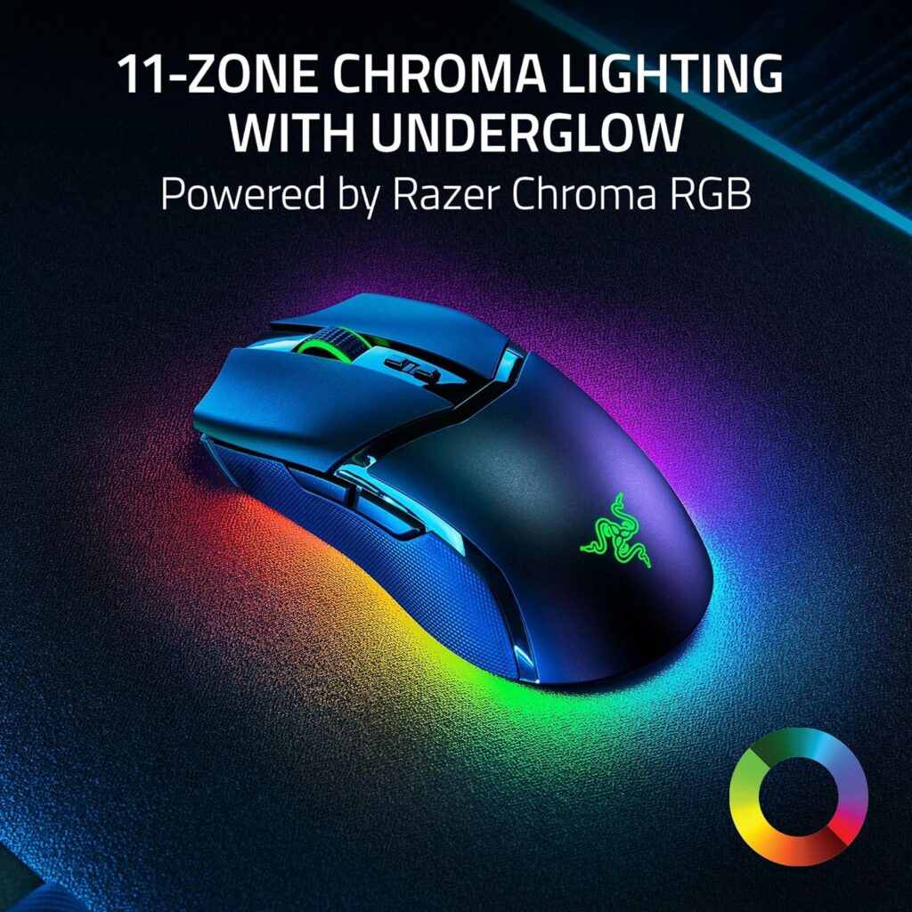 Razer Cobra Gaming Mouse: 58g, Gen-3 Optical Switches, Chroma RGB Lighting, 8500 DPI Sensor, PTFE Feet, Speedflex Cable - Black