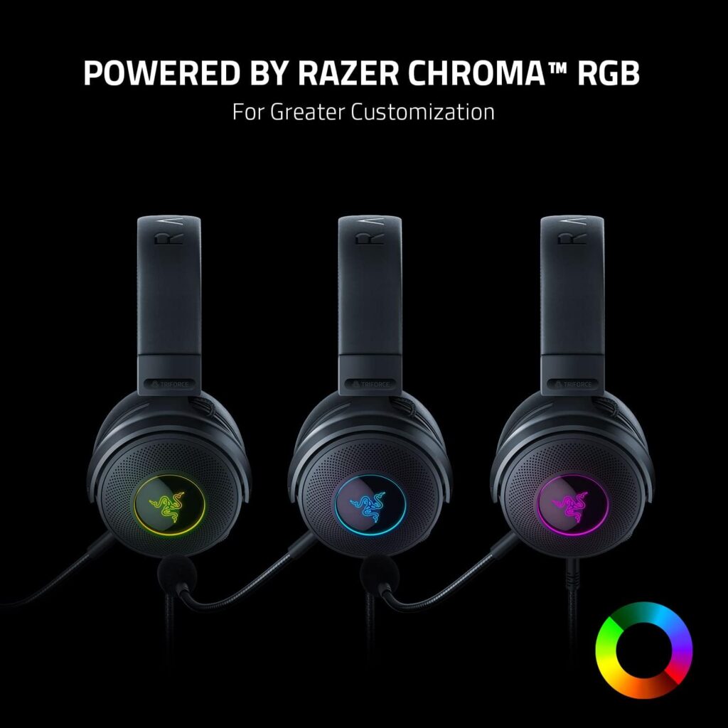 Razer Kraken V3 X Wired USB Gaming Headset: Lightweight Build - Triforce 40mm Drivers - HyperClear Cardioid Mic - 7.1 Surround Sound - Chroma RGB Lighting - Black
