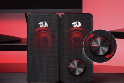 redragon gs500 stentor pc gaming speaker 20 channel stereo desktop computer speaker with red backlight quality bass and 1 1