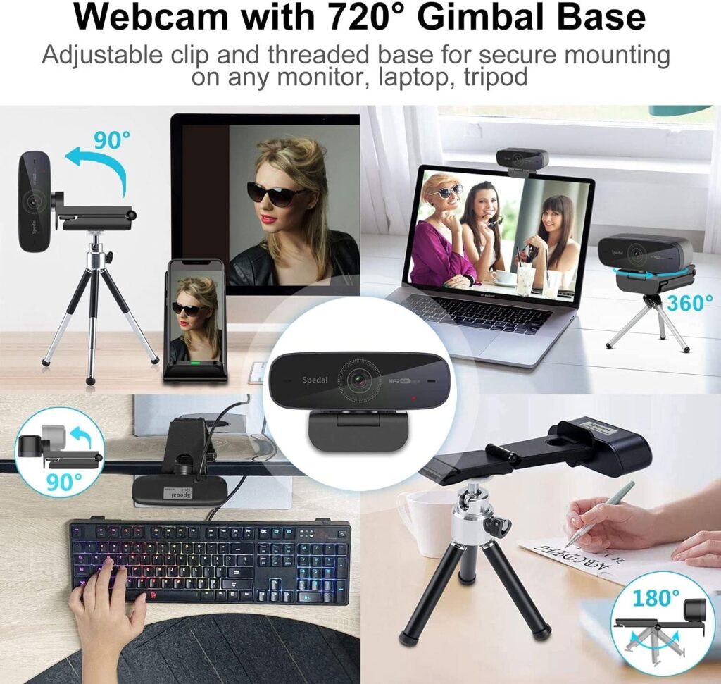 Spedal 1080P 60fps Webcam with Dual Microphone, AutoFocus, Software Included, Ultra HD Streaming Web Camera, USB Computer Camera for Gaming/Online Teaching/Video Calling/Zoom/Skype