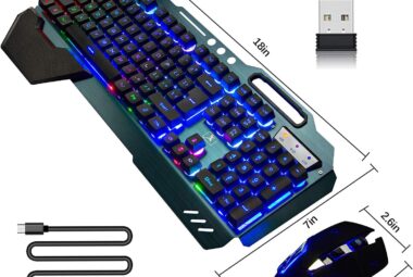 wireless gaming keyboard and mouserainbow backlit rechargeable keyboard mouse with 3800mah battery metal panelremovable 1 2