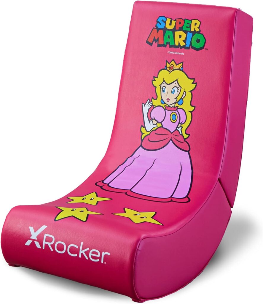 X Rocker Official Super Mario Video Gaming Floor Chair, All-Star Edition Nintendo Collectible, Faux Leather, Foldable, Youth