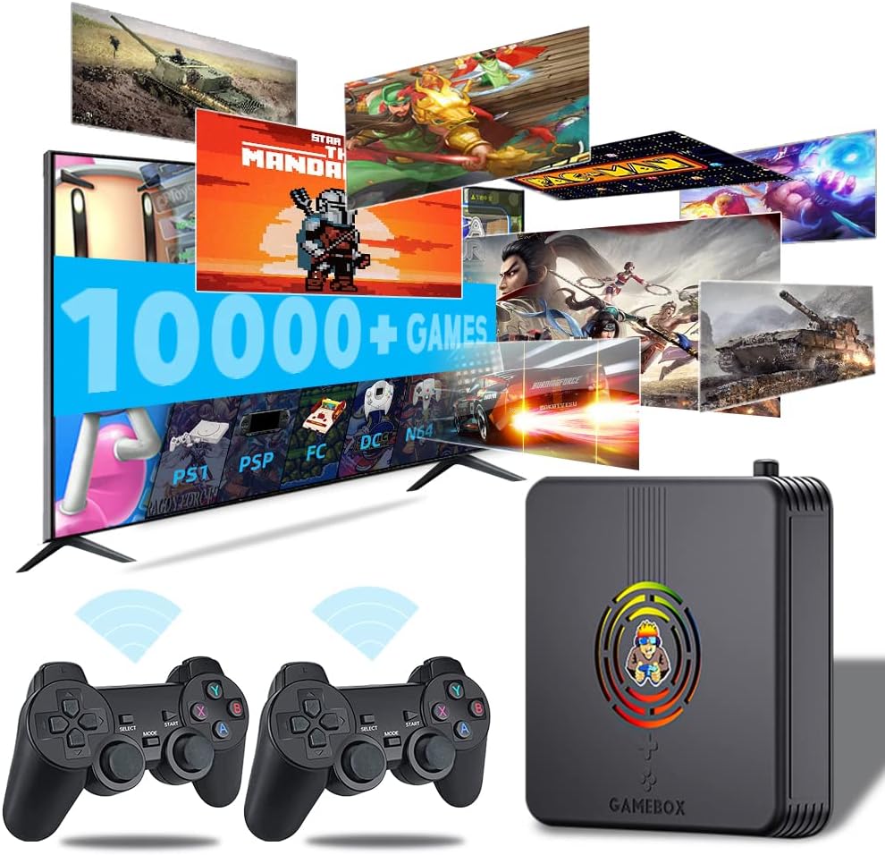X9 Retro Game Console TV HD Output Plug and Play Games Console Video Gaming Consoles Classic Preinstalled Emulator System Super Game Box 2 Controllers 128GB