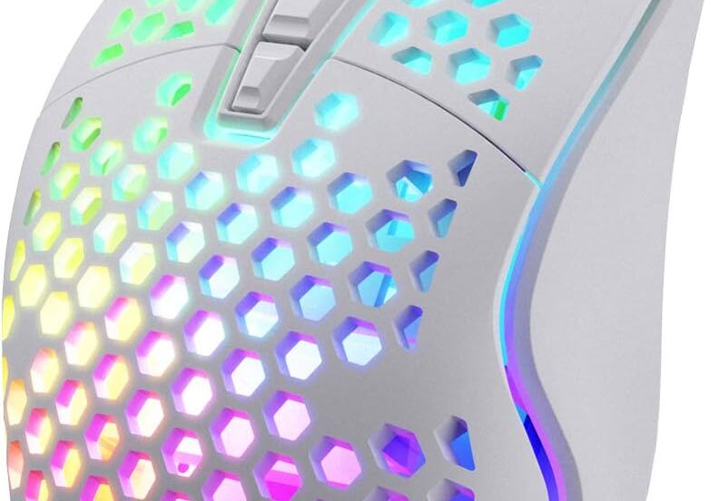 ltc circle pit hm 001 rgb gaming mouse with 2 side buttons lightweight honeycomb shell adjusted 12800dpi 7 programmable
