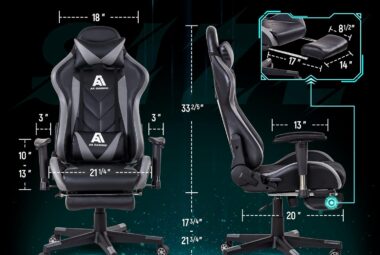 aa products gaming chair high back ergonomic computer racing chair adjustable office chair with footrest lumbar support 1 1