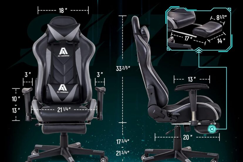 aa products gaming chair high back ergonomic computer racing chair adjustable office chair with footrest lumbar support 1 1