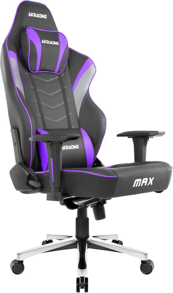 AKRacing Masters Series Max Gaming Chair with Wide Flat Seat, 400 Lbs Weight Limit, Rocker and Seat Height Adjustment Mechanisms - Indigo