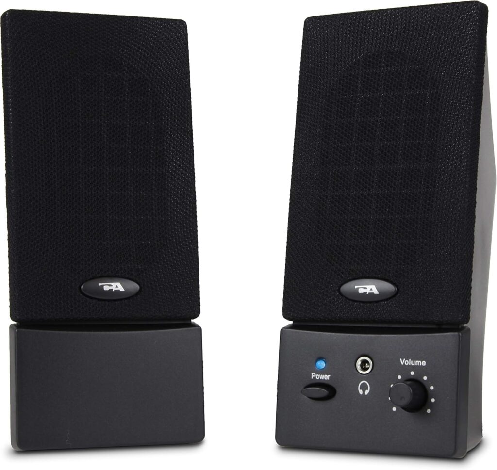 Cyber Acoustics USB Powered 2.0 Desktop Speaker System with 3.5mm Audio for Laptops and Desktop Computers (CA-2016), Black