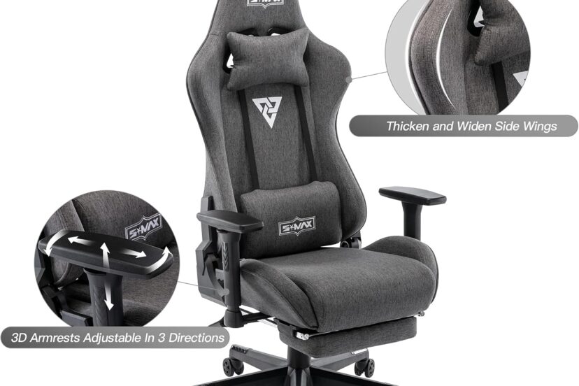 smax gaming chair with footrest fabric thicken seat ergonomic computer gamer chair with 3d armrest breathable fabric gam 1